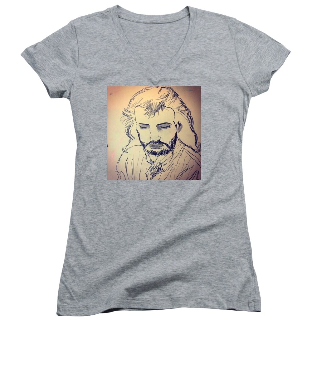 Life Women's V-Neck featuring the drawing Jesus Life by Love Art Wonders By God