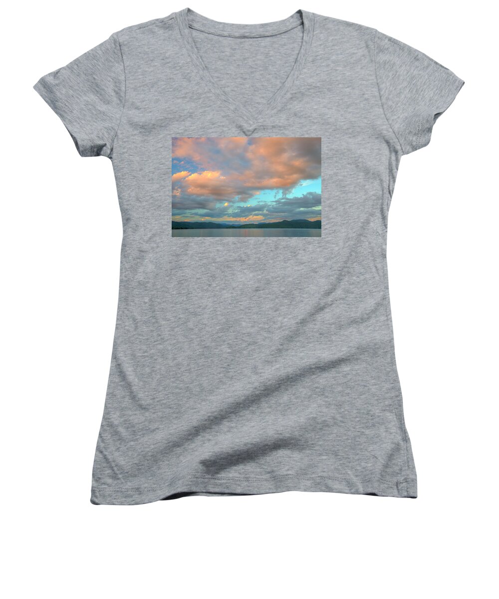 Sky Women's V-Neck featuring the photograph Jocassee 7 by David Waldrop