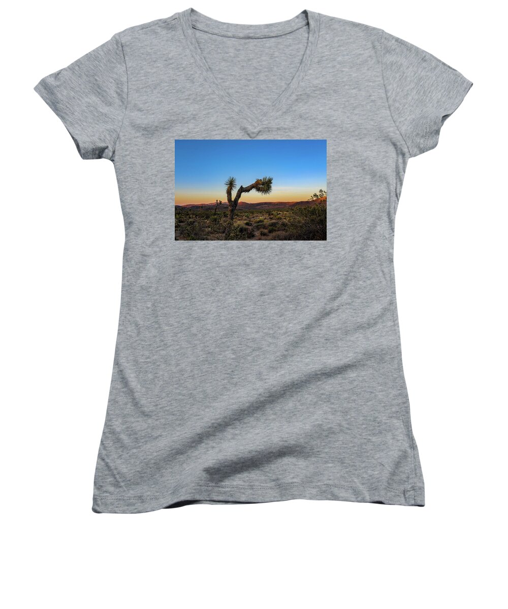 Desert Women's V-Neck featuring the photograph Joshua Tree by Alison Frank