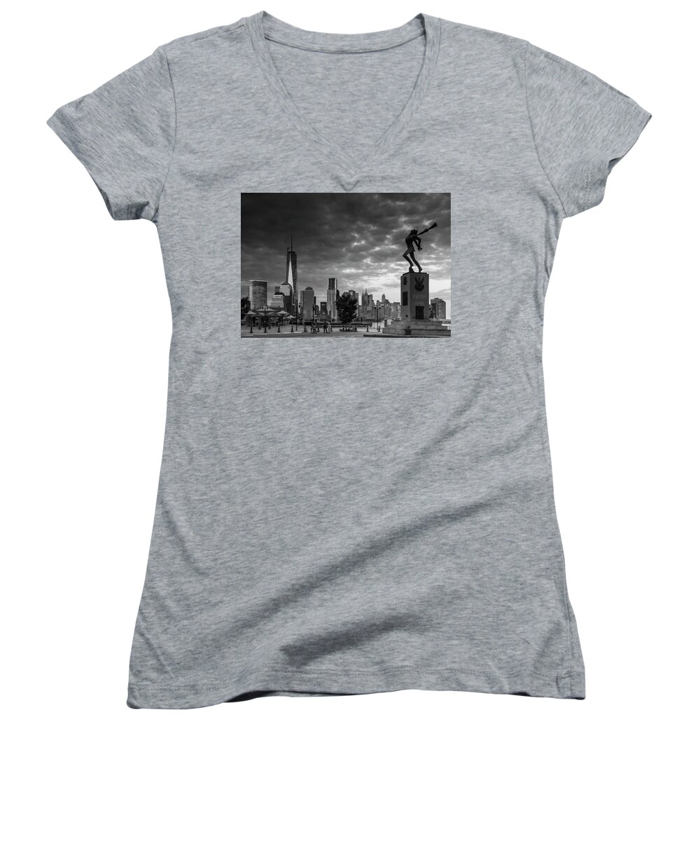 Katyn Women's V-Neck featuring the photograph Katyn New World Trade Center in New York by Ranjay Mitra