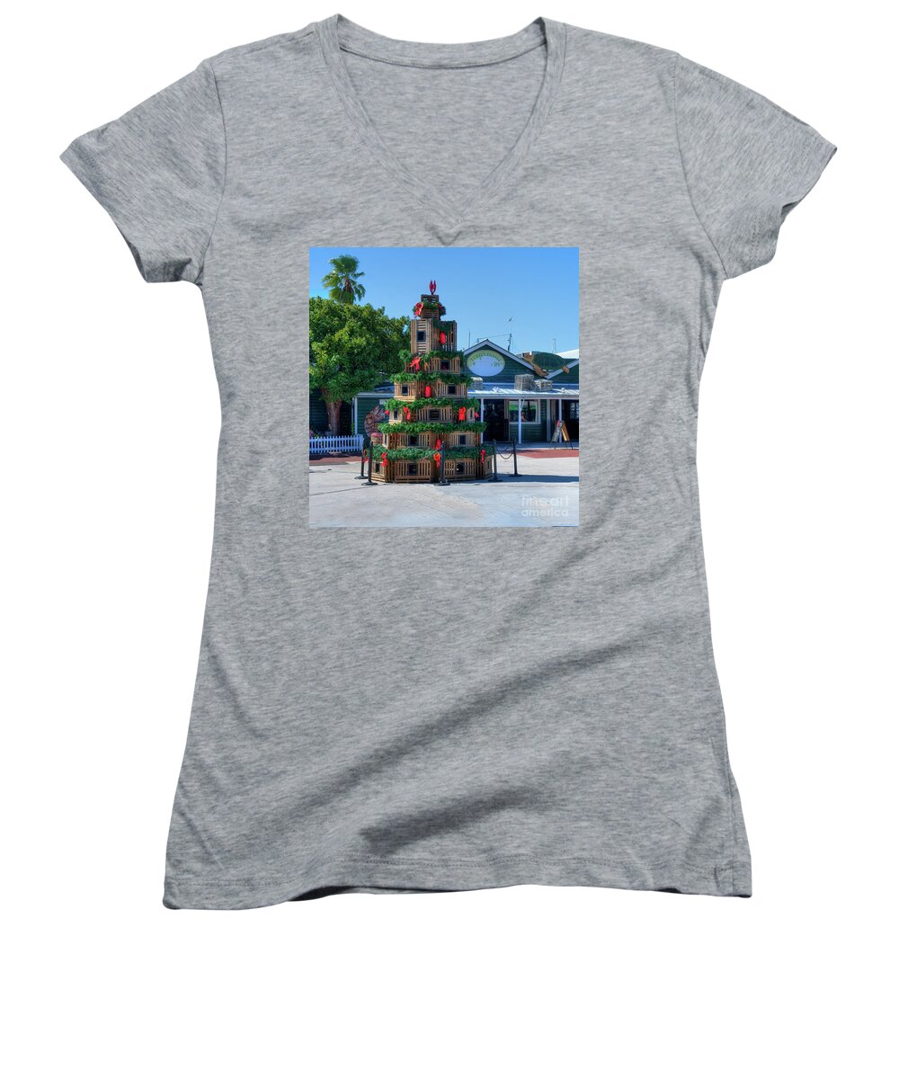 Key Women's V-Neck featuring the photograph Key West Christmas by Ules Barnwell