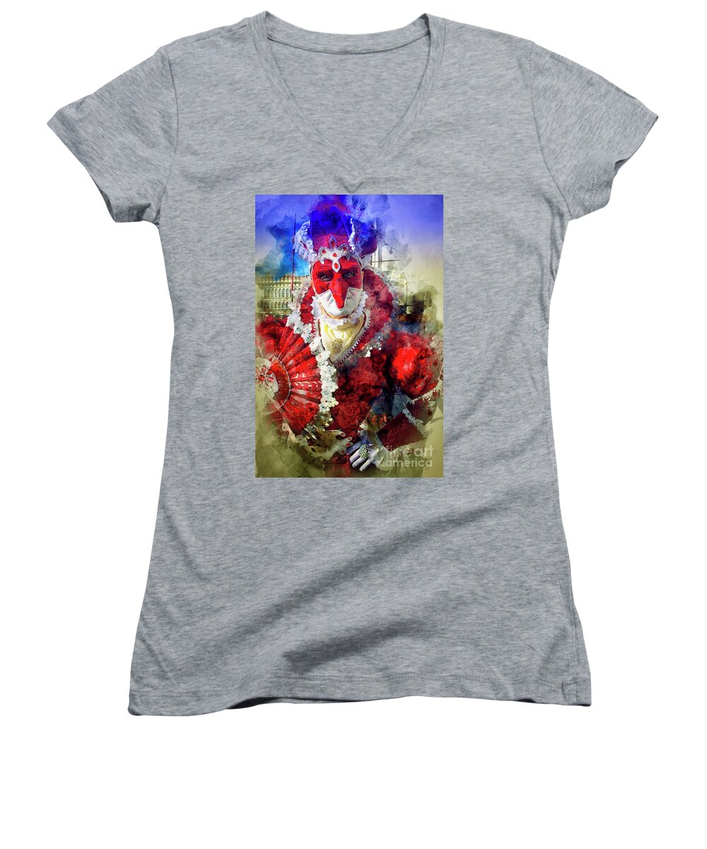 Venice Women's V-Neck featuring the photograph Knave of Hearts by Jack Torcello