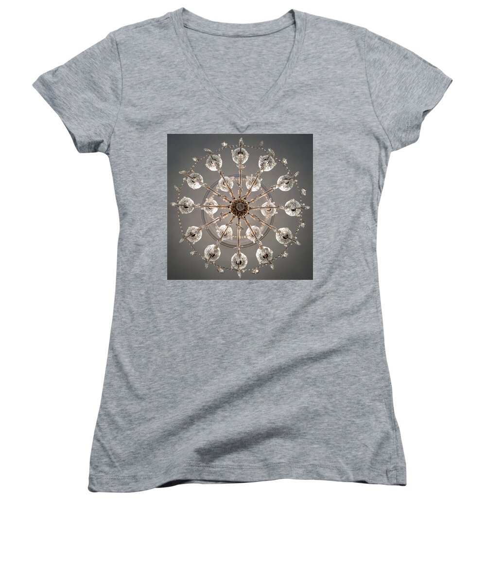 Chandelier Women's V-Neck featuring the photograph Kuzino Palace by Annette Hadley