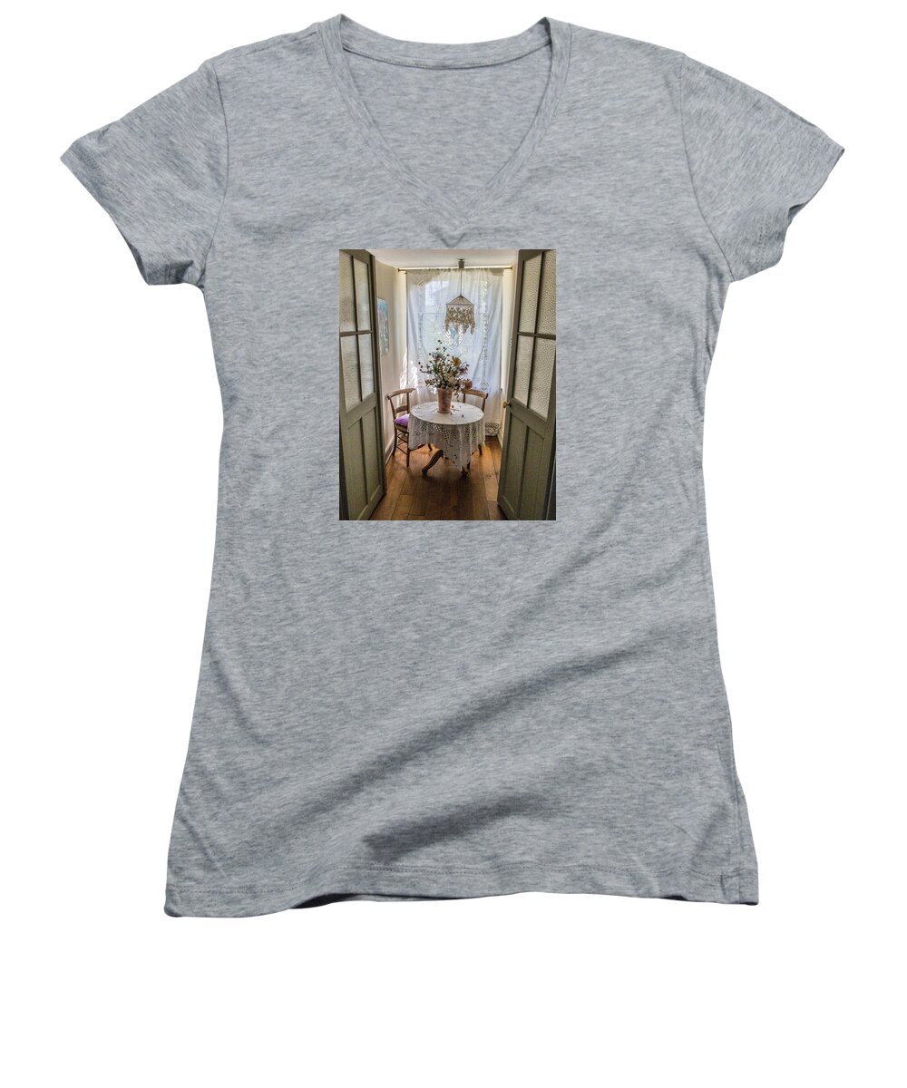 France Women's V-Neck featuring the photograph Lacy Alcove by Gary Karlsen