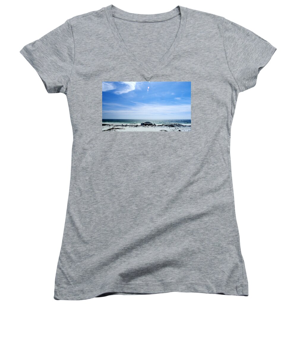 Beach Women's V-Neck featuring the photograph Langdon Beach by George Taylor