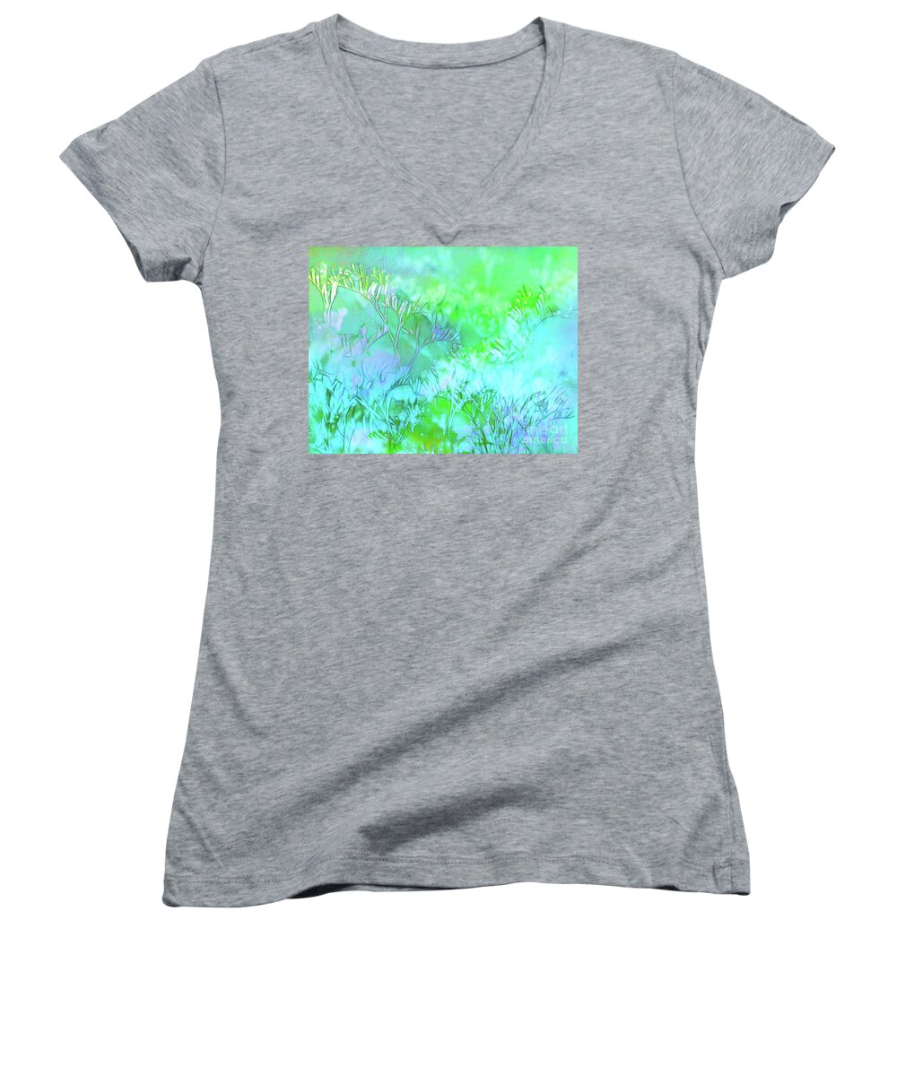 Leaves Women's V-Neck featuring the photograph Leaf Dance by Judi Bagwell