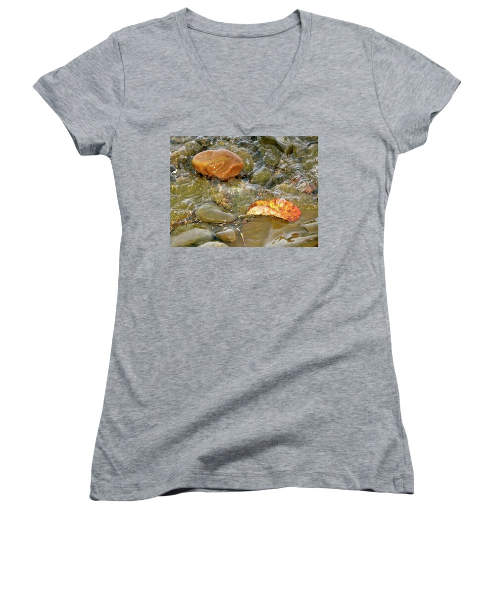 Rock Women's V-Neck featuring the photograph Leaf, Rock Leaf by Azthet Photography