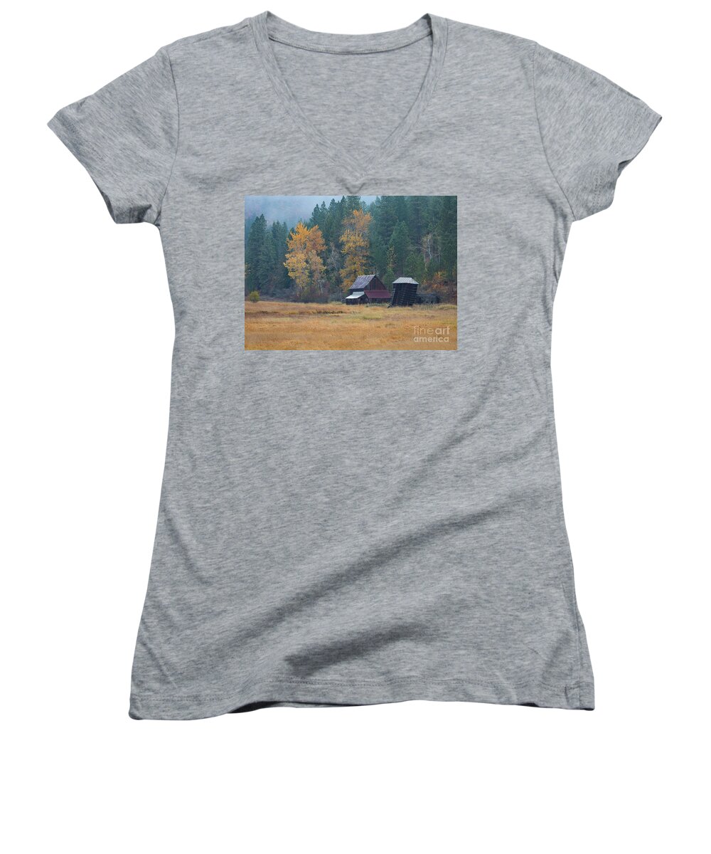 Idaho Women's V-Neck featuring the photograph Leaning into Winter by Idaho Scenic Images Linda Lantzy