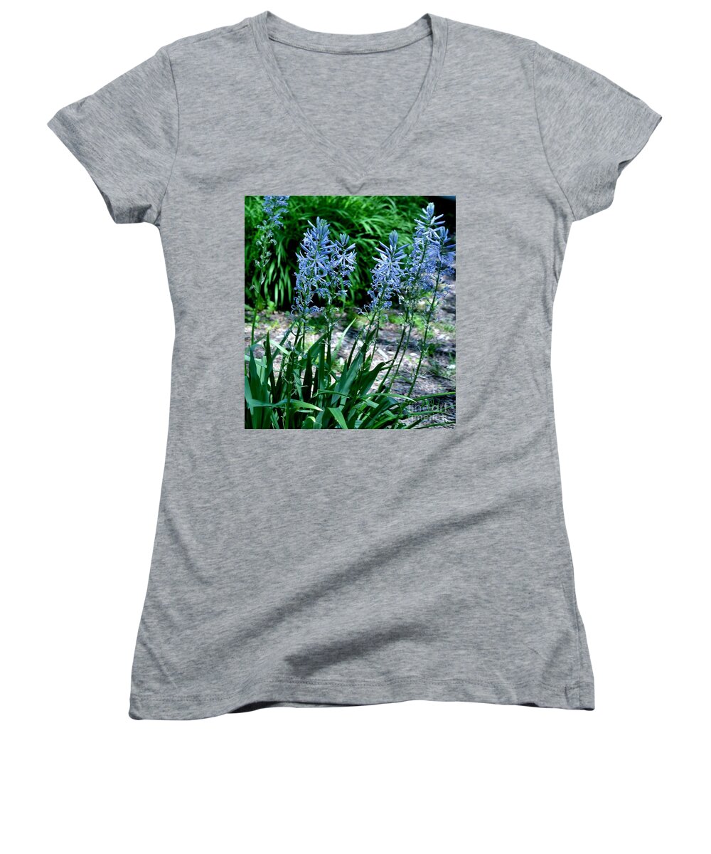 Photo Women's V-Neck featuring the photograph Light Blue Lace by Marsha Heiken