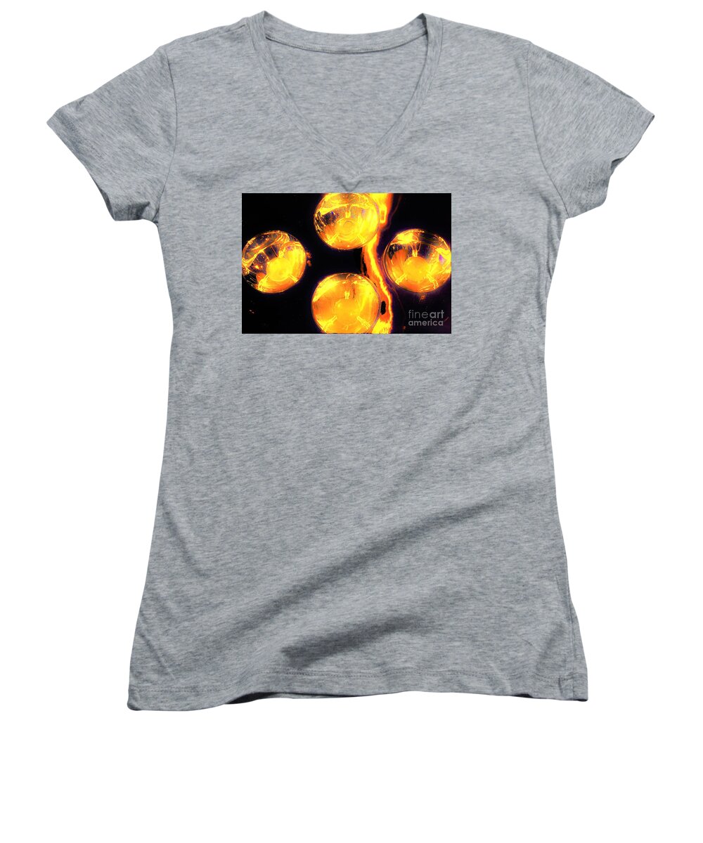 Lights Women's V-Neck featuring the photograph Lights Under Glass3 by Merle Grenz