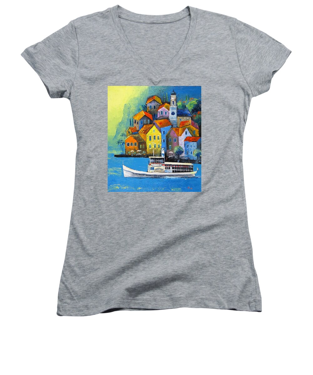 Italy Women's V-Neck featuring the painting Limone by Mikhail Zarovny