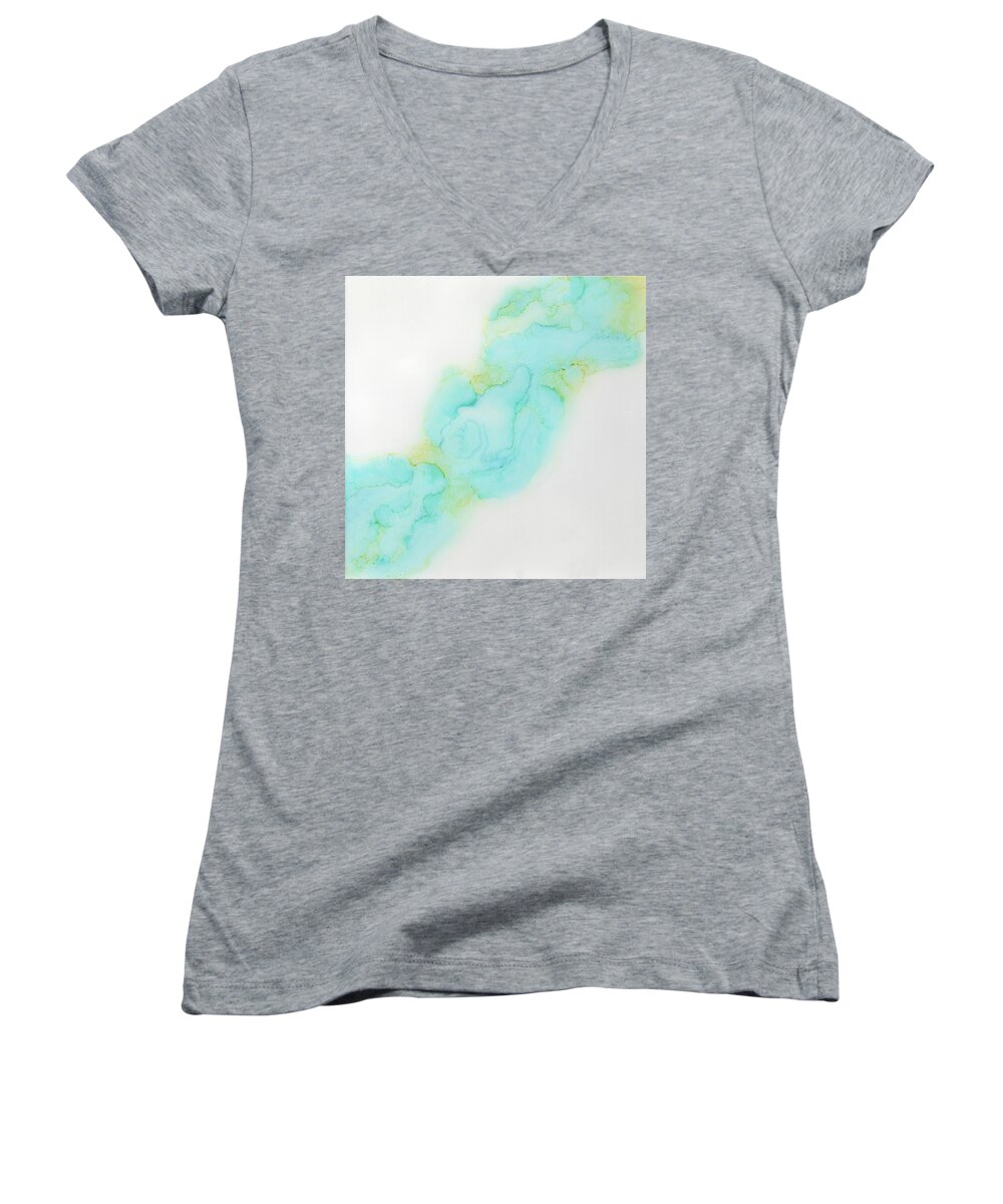 Ink Abstract Women's V-Neck featuring the painting Lingering Onward by Joanne Grant