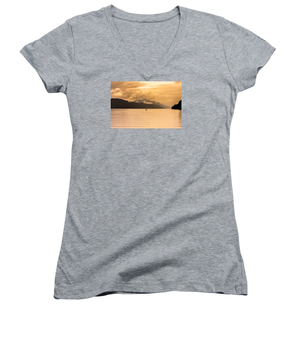 Water Women's V-Neck featuring the photograph Loch 1 by Kathleen McGinley