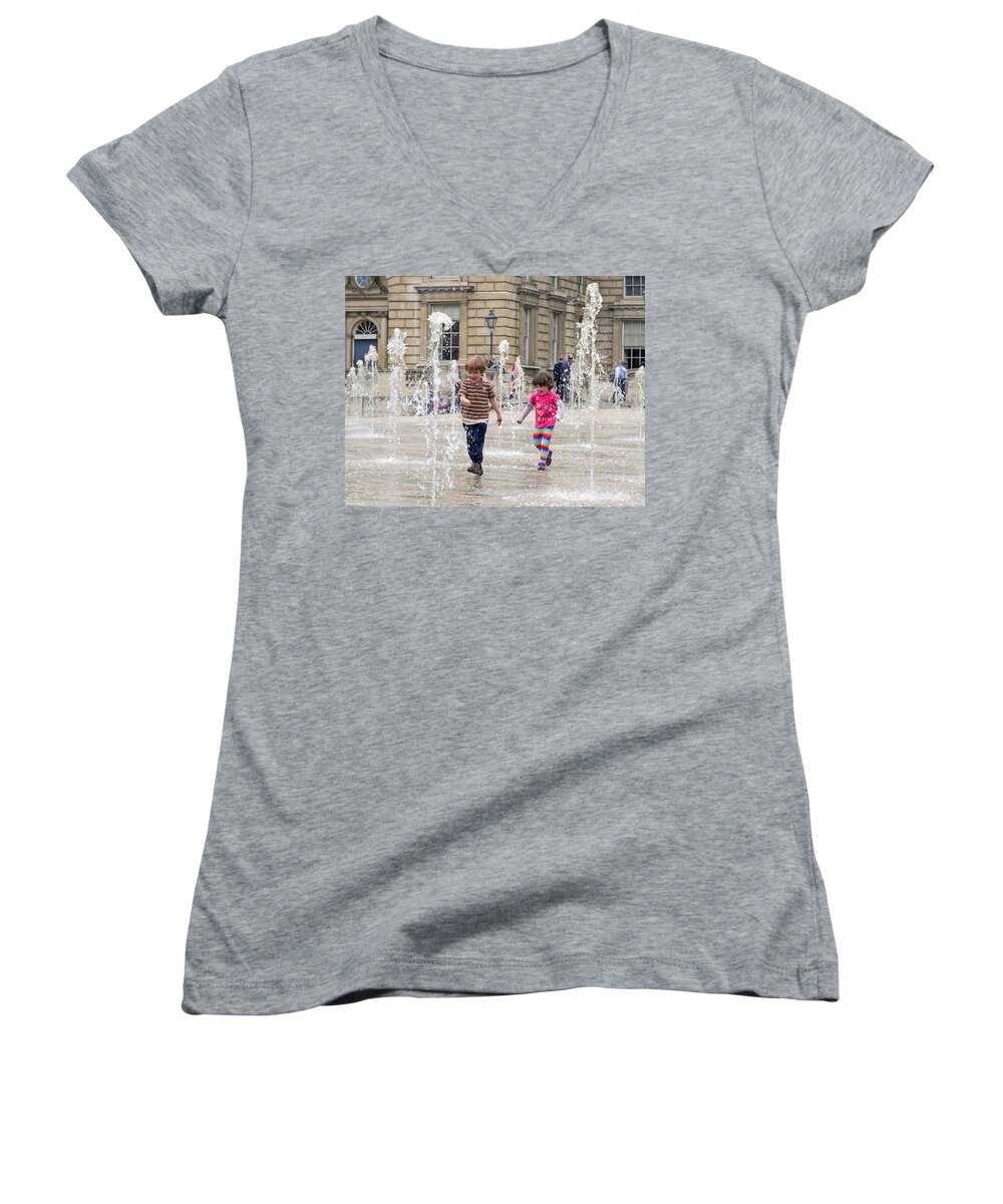 Fountain Women's V-Neck featuring the photograph London Fun by Keith Armstrong