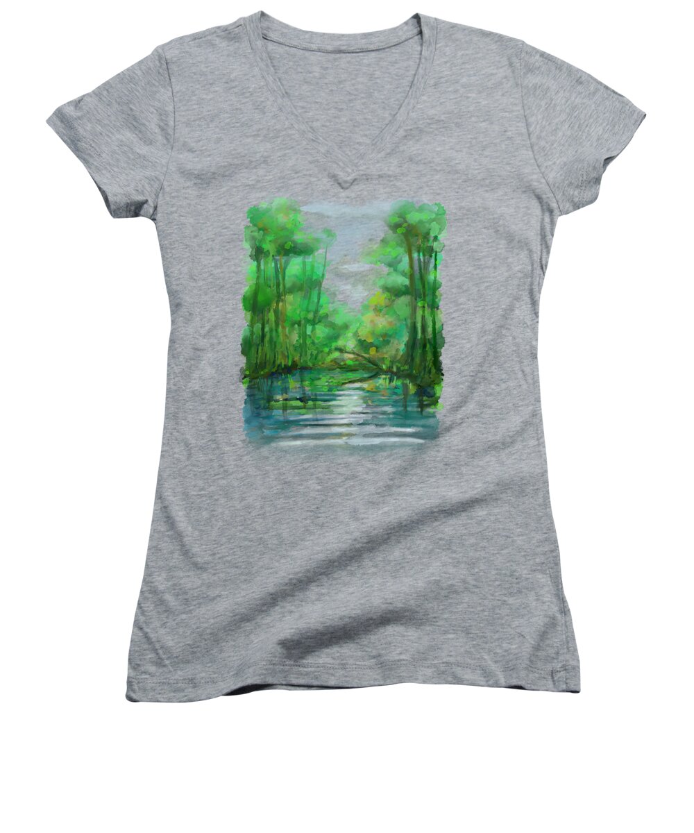 Forest Women's V-Neck featuring the painting Lost in colors by Ivana Westin