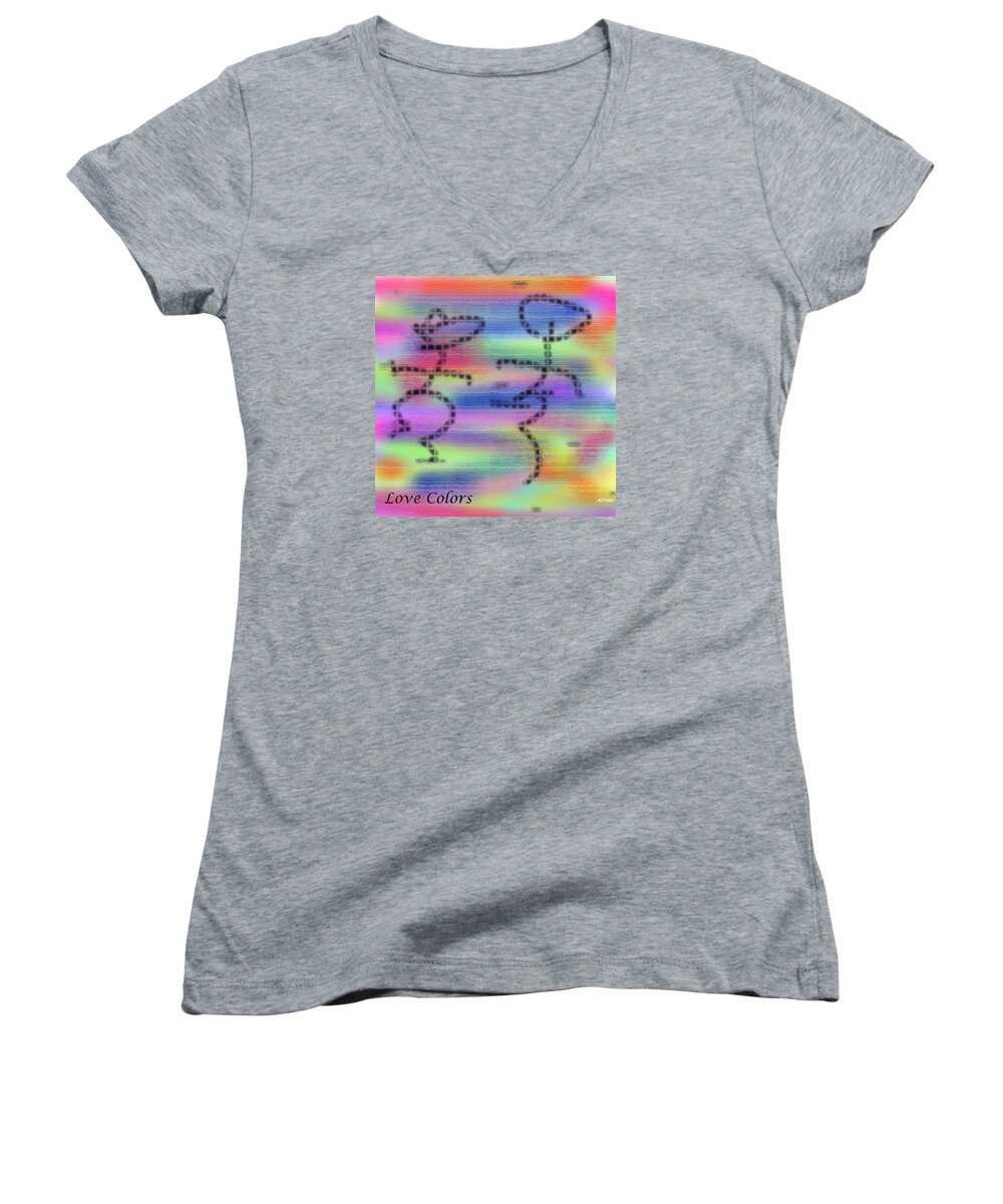 Love Women's V-Neck featuring the digital art Love Colors by Alec Drake