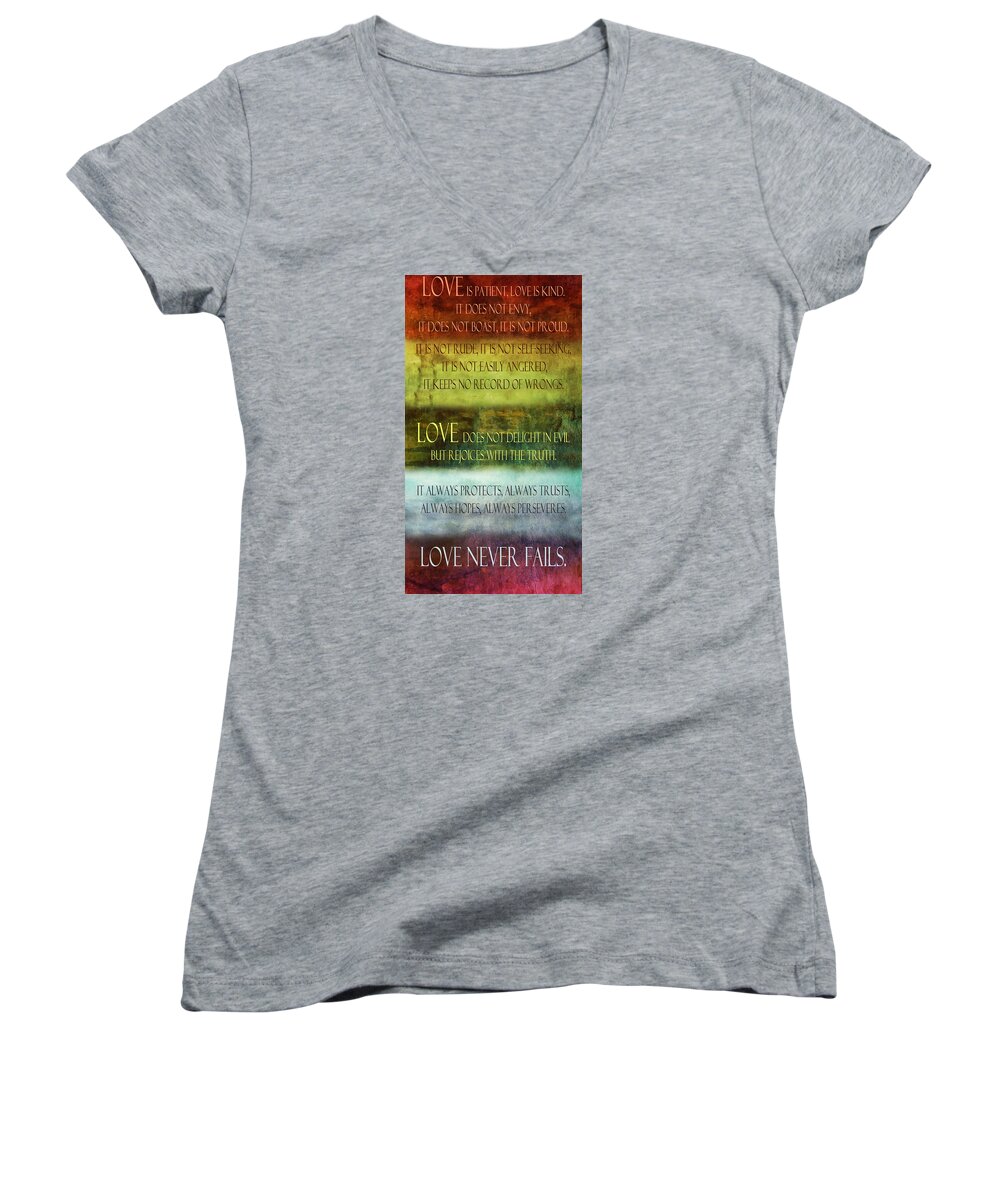 Love Women's V-Neck featuring the digital art Love Is by Angelina Tamez