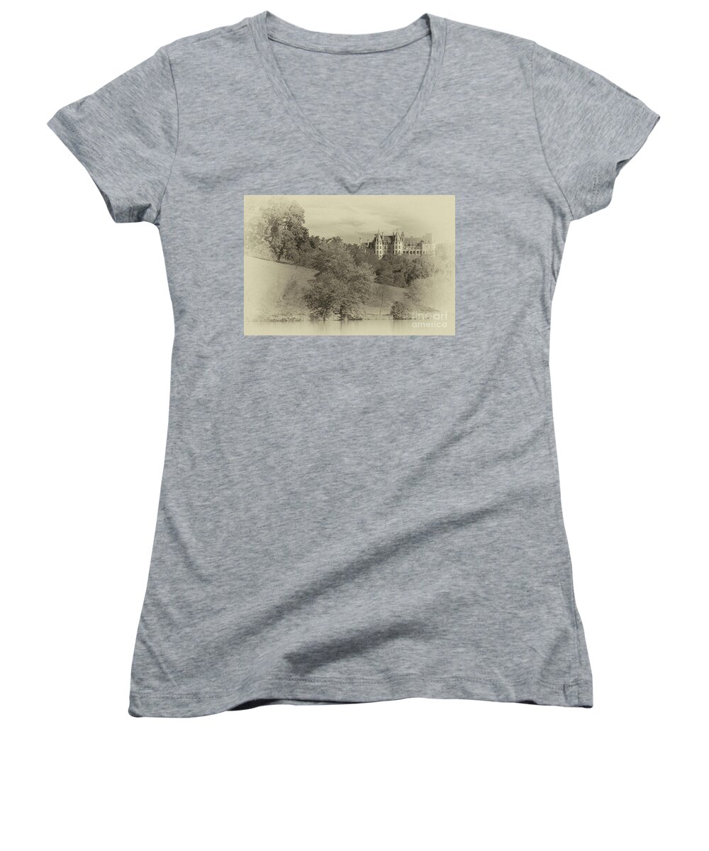 Biltmore Women's V-Neck featuring the photograph Majestic Biltmore Estate by Dale Powell