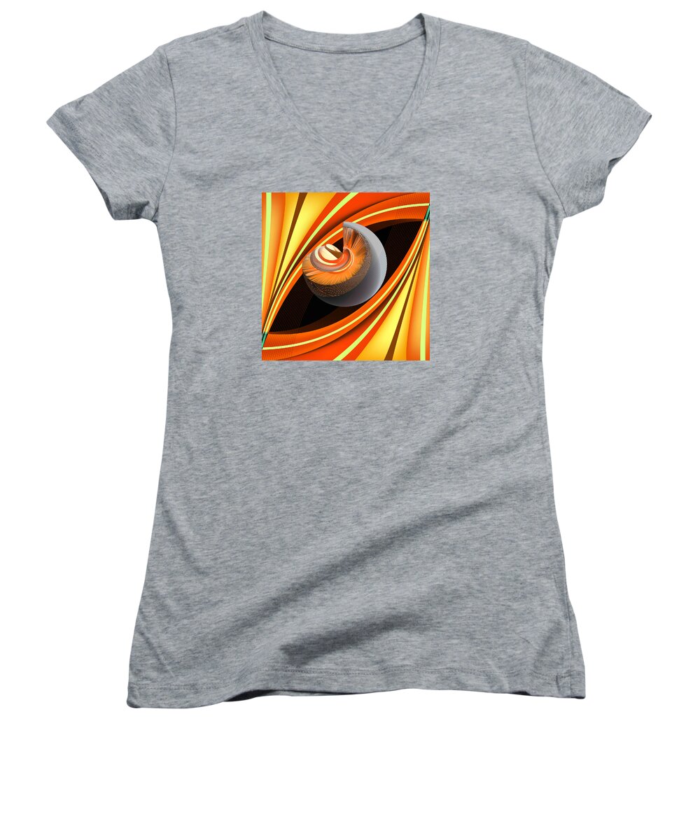 Orange Women's V-Neck featuring the digital art Making Orange Planets by Angelina Tamez