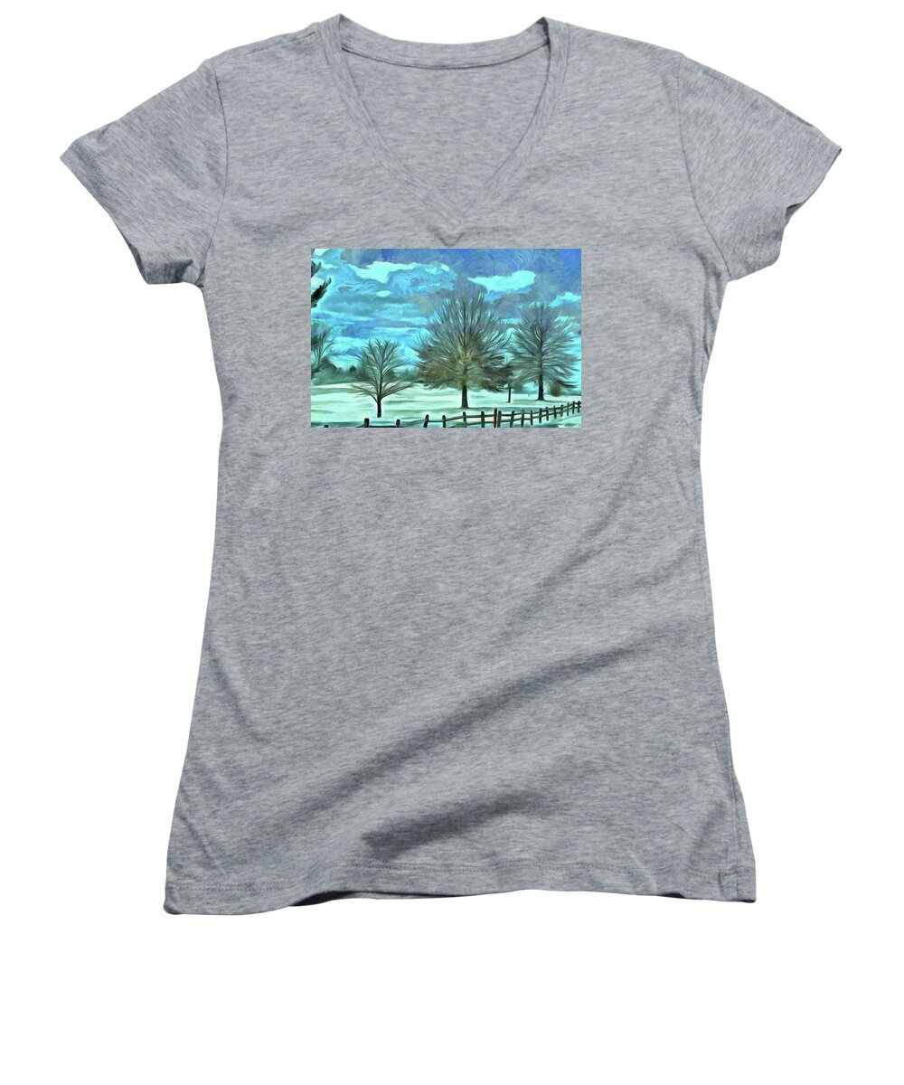 Tree Women's V-Neck featuring the mixed media Mandisa by Trish Tritz