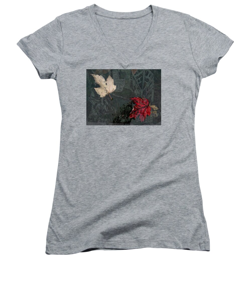 Leaves Women's V-Neck featuring the photograph Maple Leaves by Jim Vance
