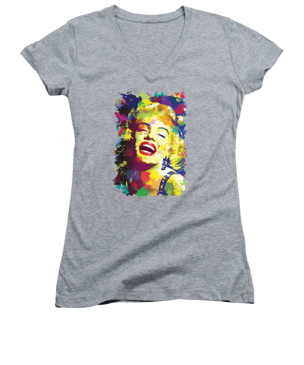 Norma Jean Women's V-Neck featuring the painting Marilyn Monroe by Anthony Mwangi
