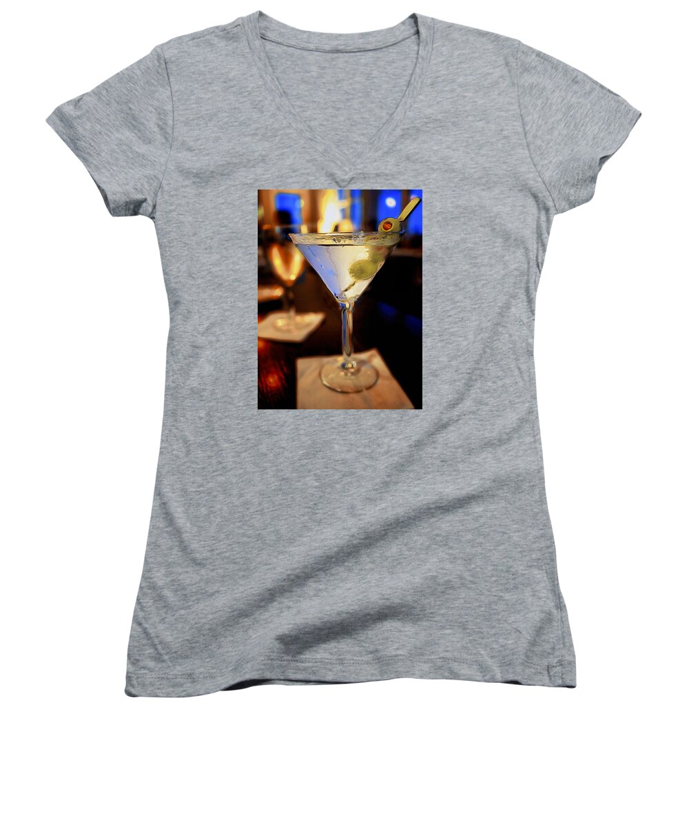 Martini Women's V-Neck featuring the photograph Martini Night by David Kay