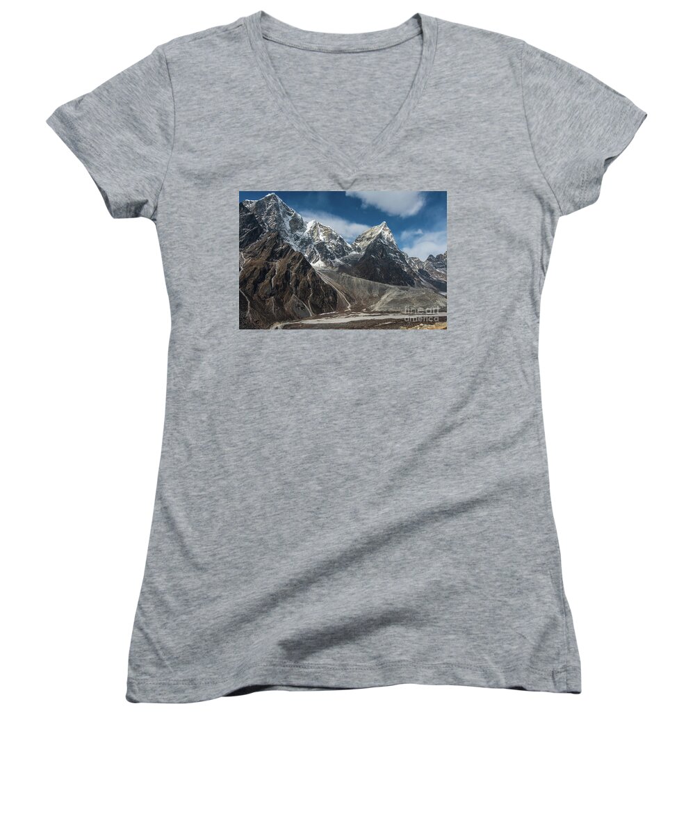 Everest Women's V-Neck featuring the photograph Massive Tabuche Peak Nepal by Mike Reid