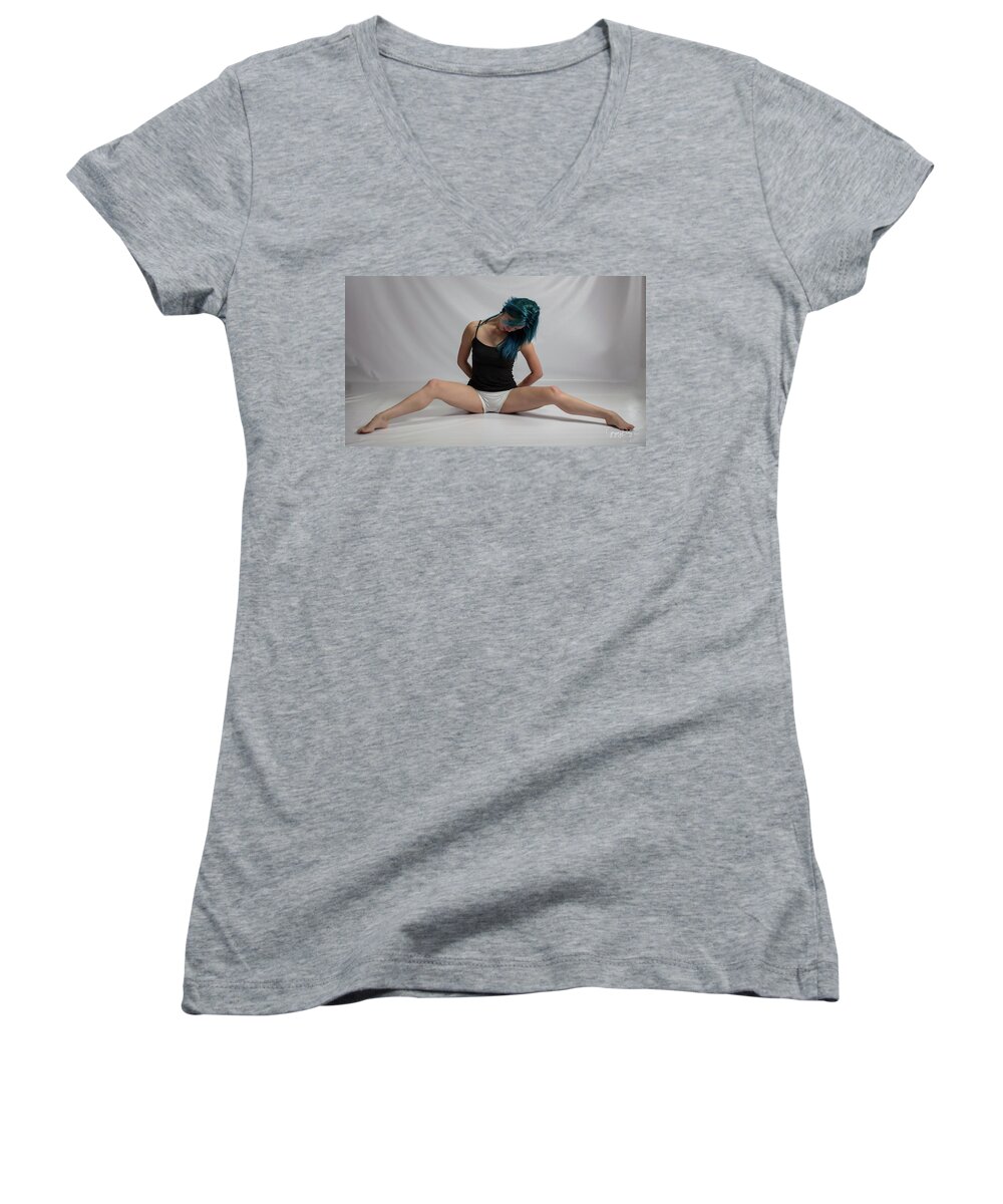 Maxina Women's V-Neck featuring the photograph Maxina Stretching Out by Gregory Daley MPSA