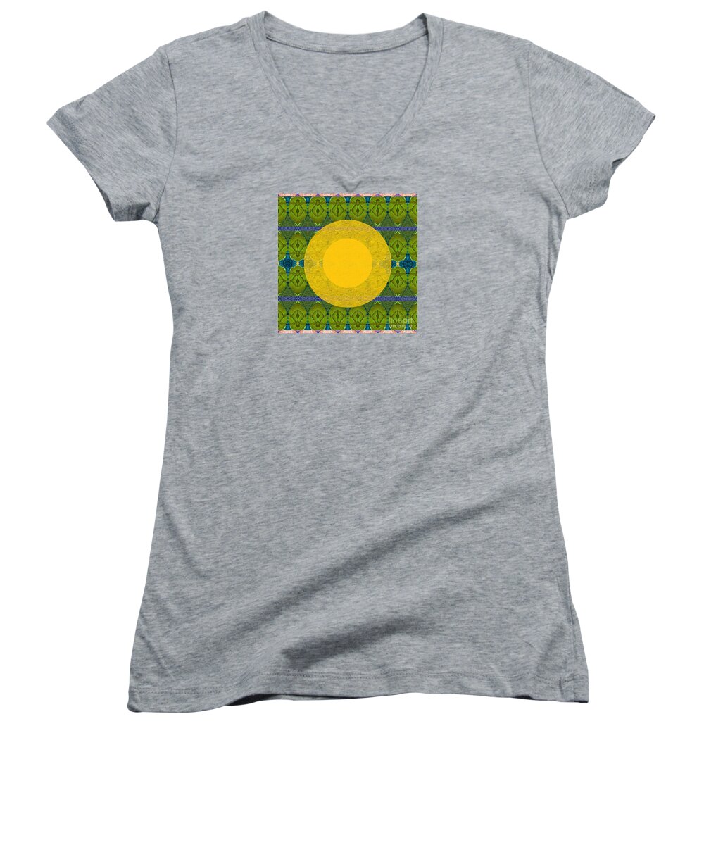 The Sun Women's V-Neck featuring the digital art May Tomorrow Be Better For All by Helena Tiainen