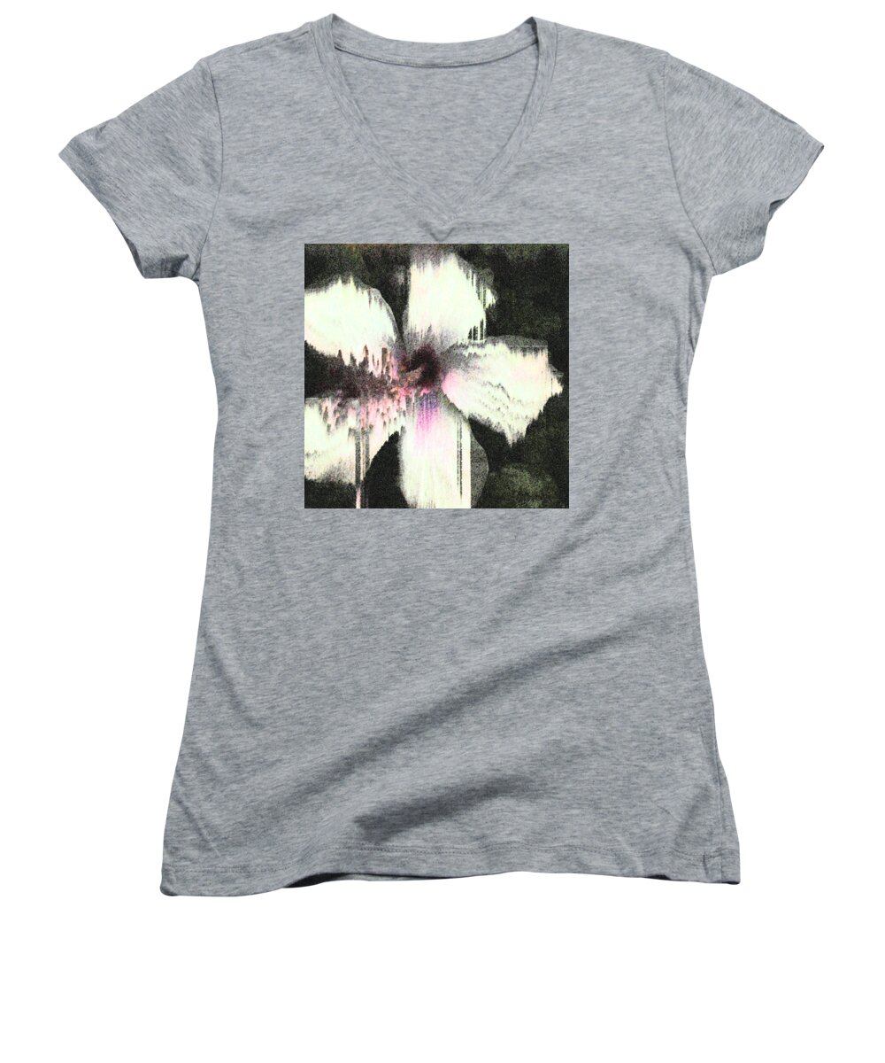 Hibiscus Women's V-Neck featuring the photograph Melting Hibiscus by Stan Magnan
