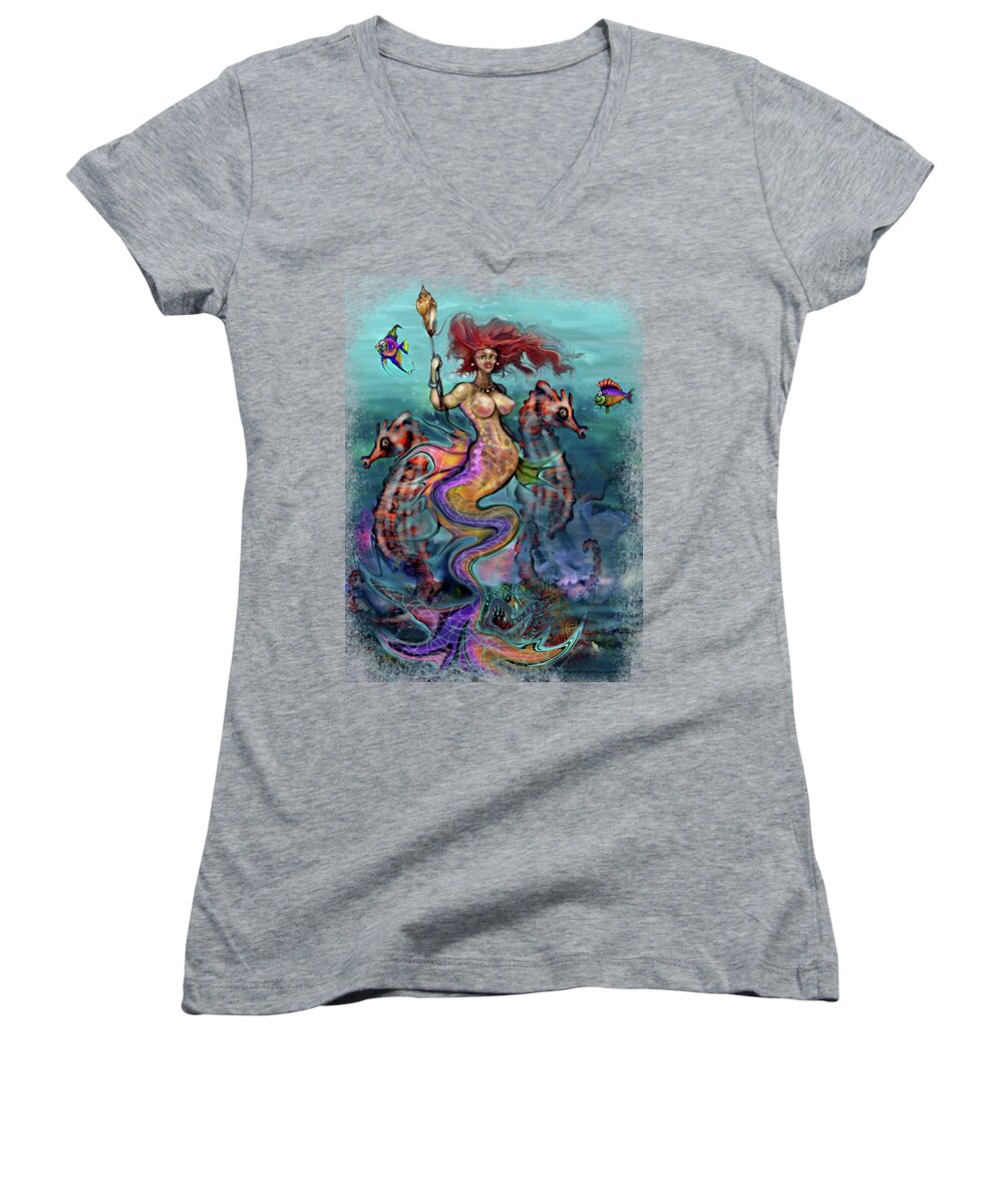Mermaid Women's V-Neck featuring the painting Mermaid by Kevin Middleton