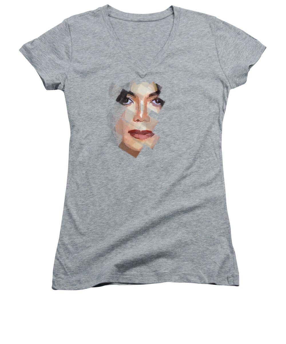 T Shirt Women's V-Neck featuring the digital art Michael Jackson t shirt edition by Yury Malkov