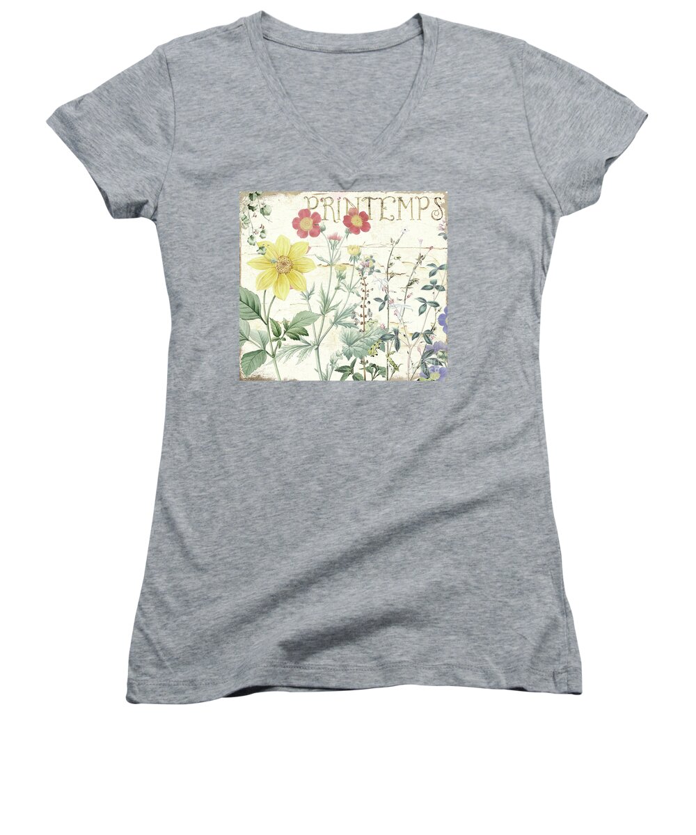 Flowers Women's V-Neck featuring the painting Mirabelle III by Mindy Sommers