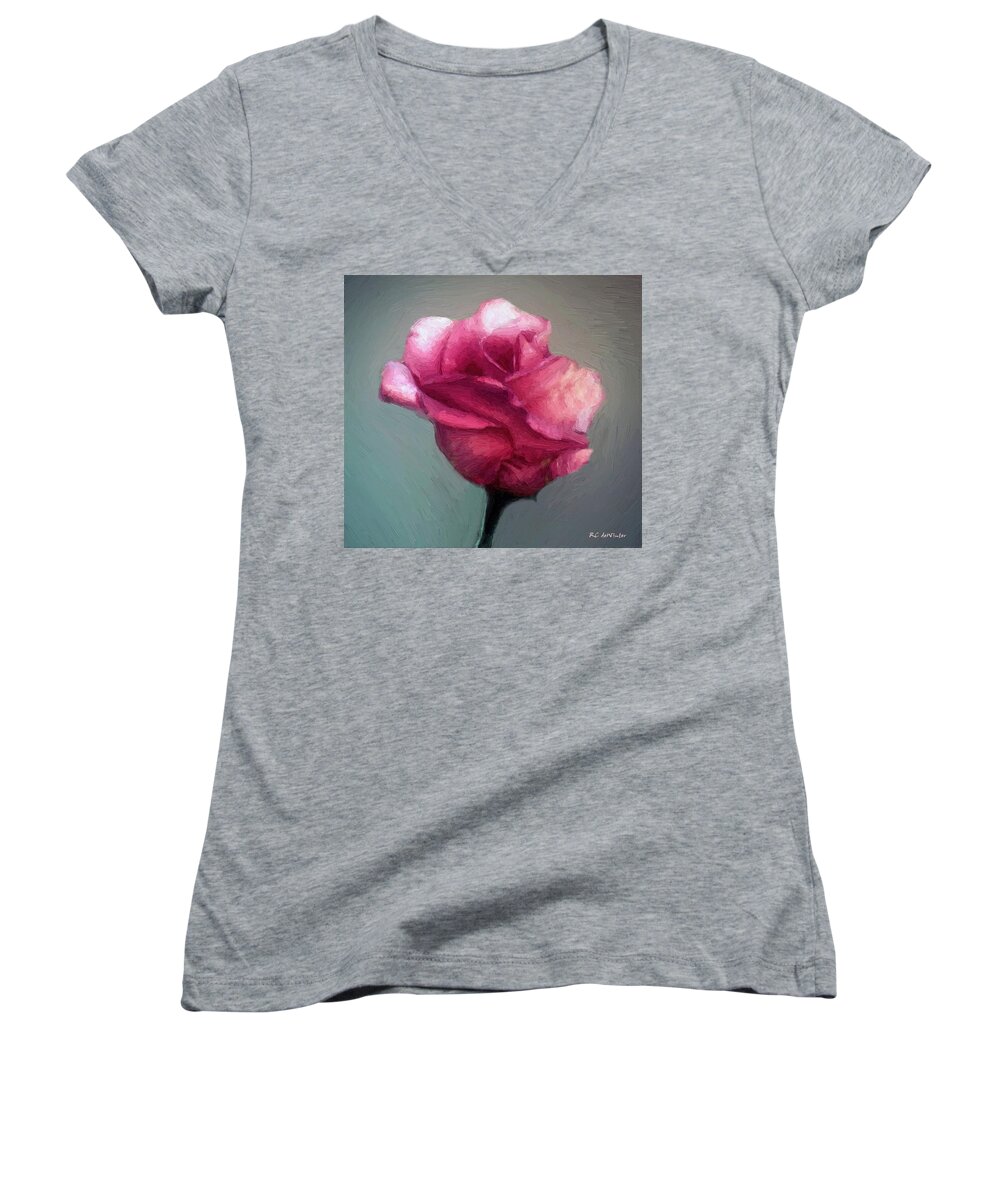 Rose Women's V-Neck featuring the painting Miss Melanie by RC DeWinter