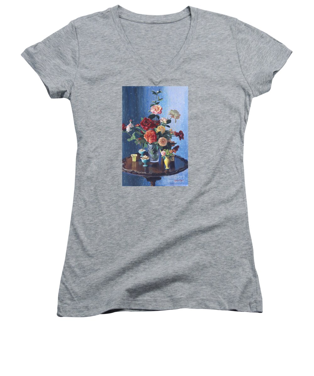 Still Life Women's V-Neck featuring the painting Monopoly by Candace Lovely