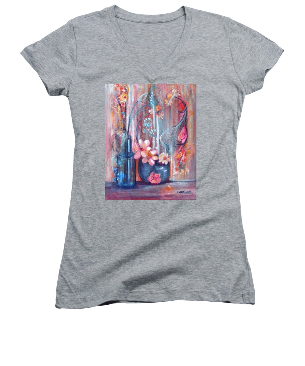 Magic Women's V-Neck featuring the painting Moonlight Magic by Carol Allen Anfinsen