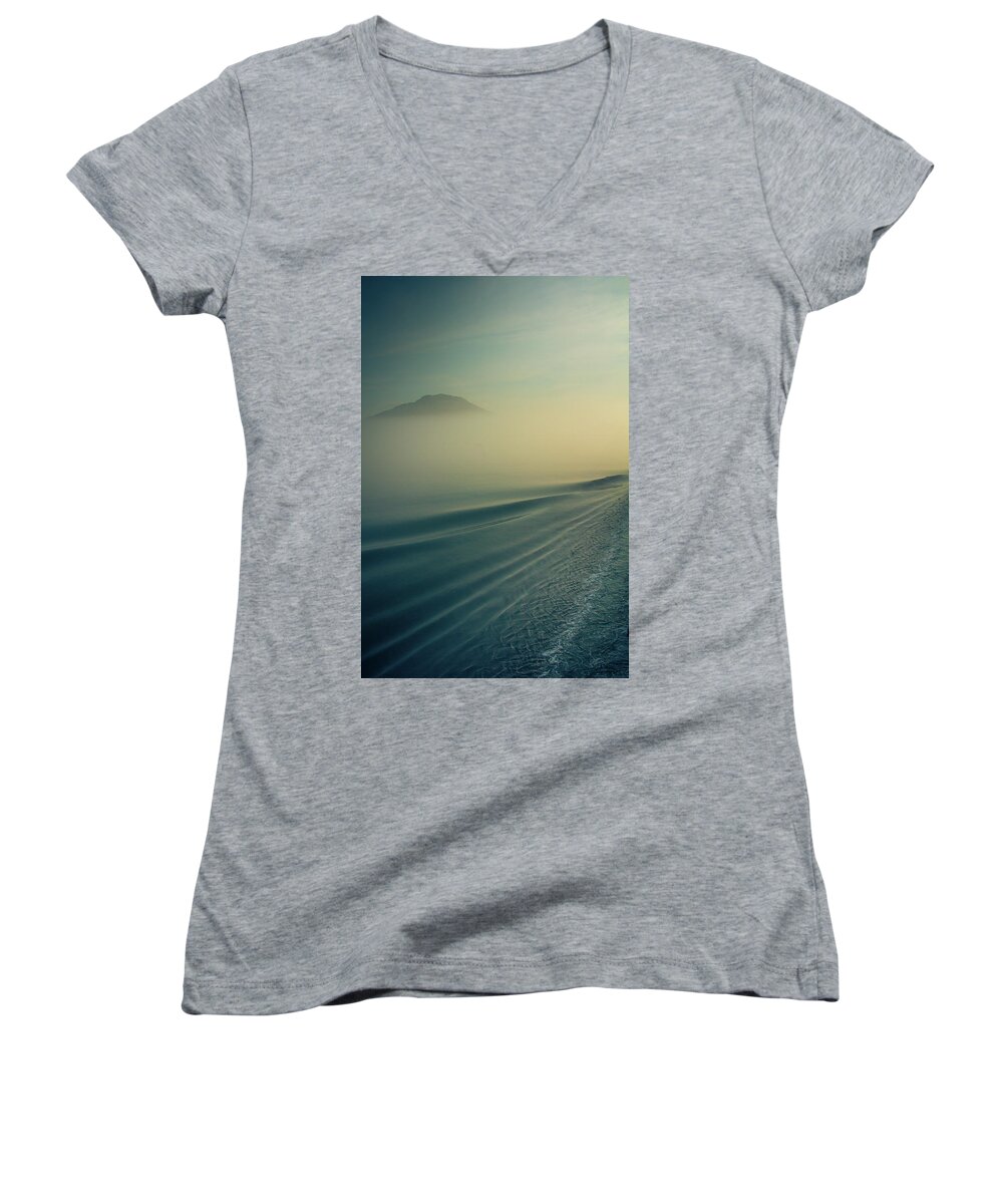 Alaska Women's V-Neck featuring the photograph Morning Ocean Abstract by Joni Eskridge
