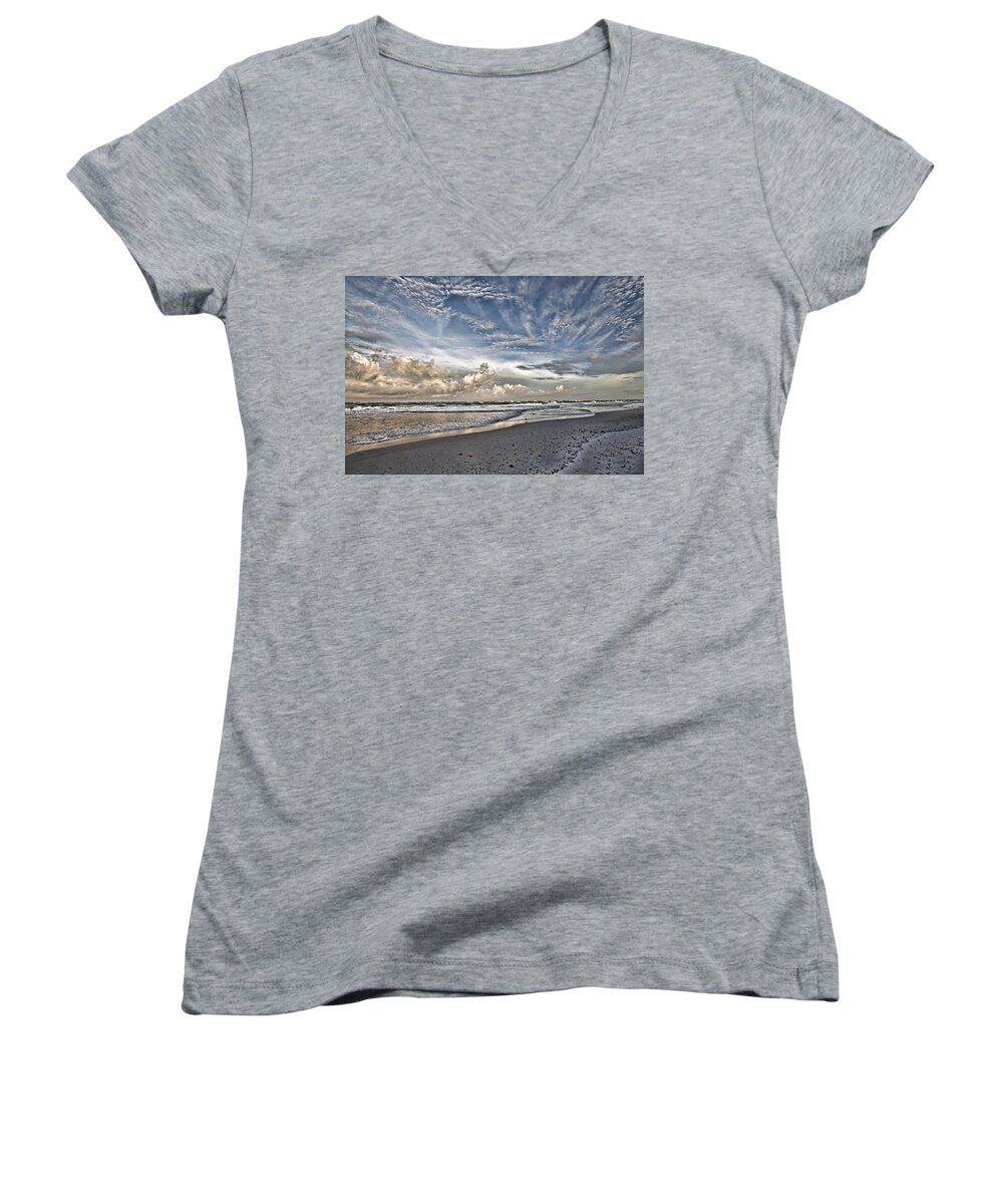 Beach Women's V-Neck featuring the photograph Morning Sky At The Beach by HH Photography of Florida