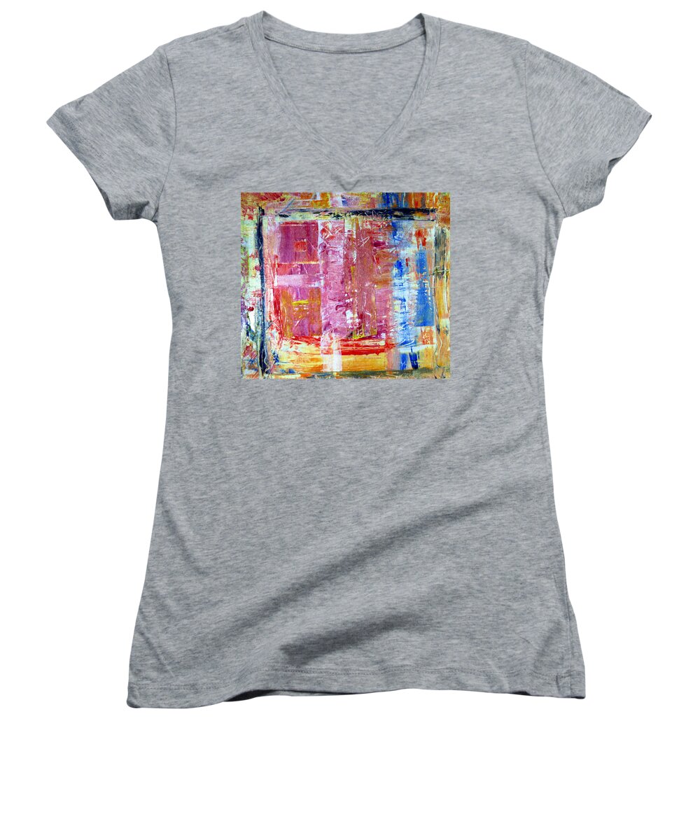 Abstract Women's V-Neck featuring the painting Morning by Wayne Potrafka