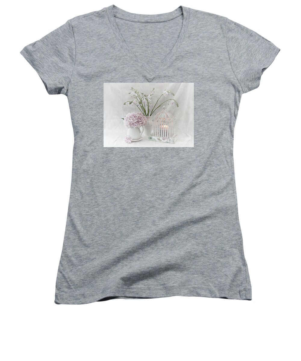 Still Life Women's V-Neck featuring the photograph Mother...Tell Me Your Memories by Sherry Hallemeier