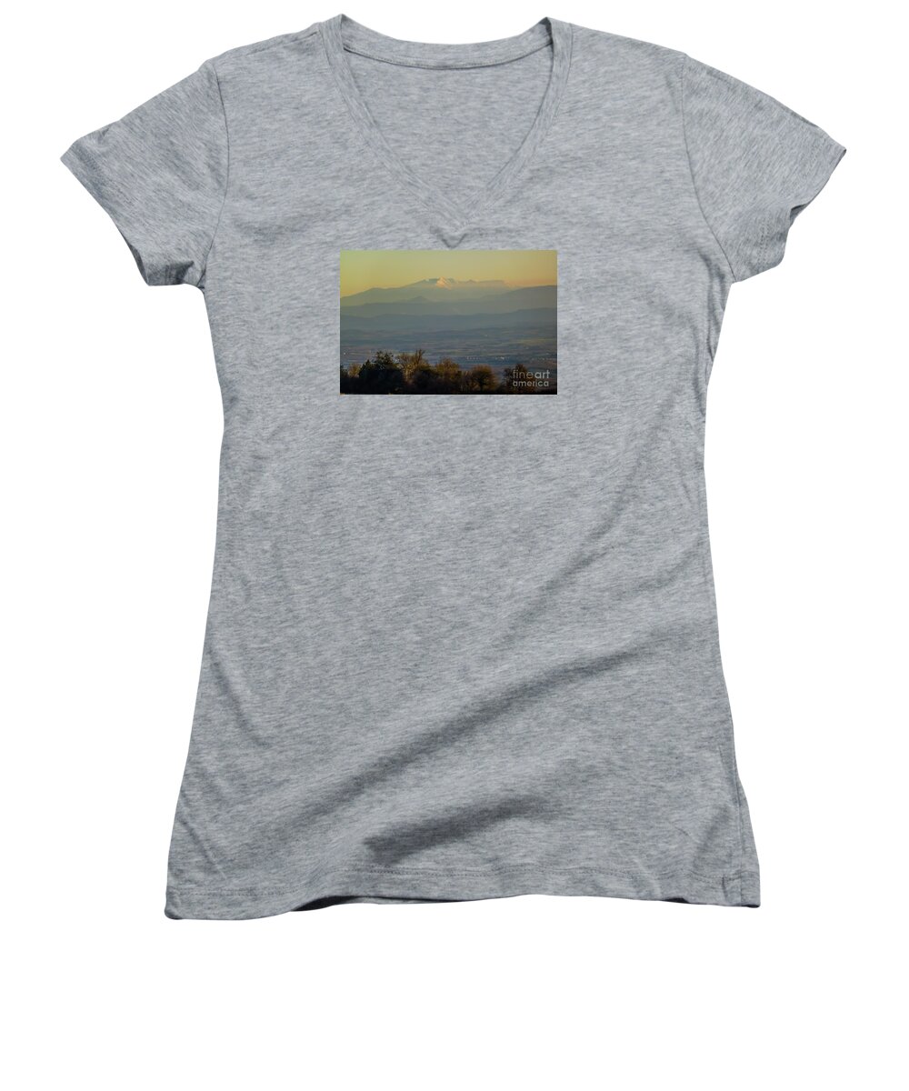 Adornment Women's V-Neck featuring the photograph Mountain Scenery 8 by Jean Bernard Roussilhe