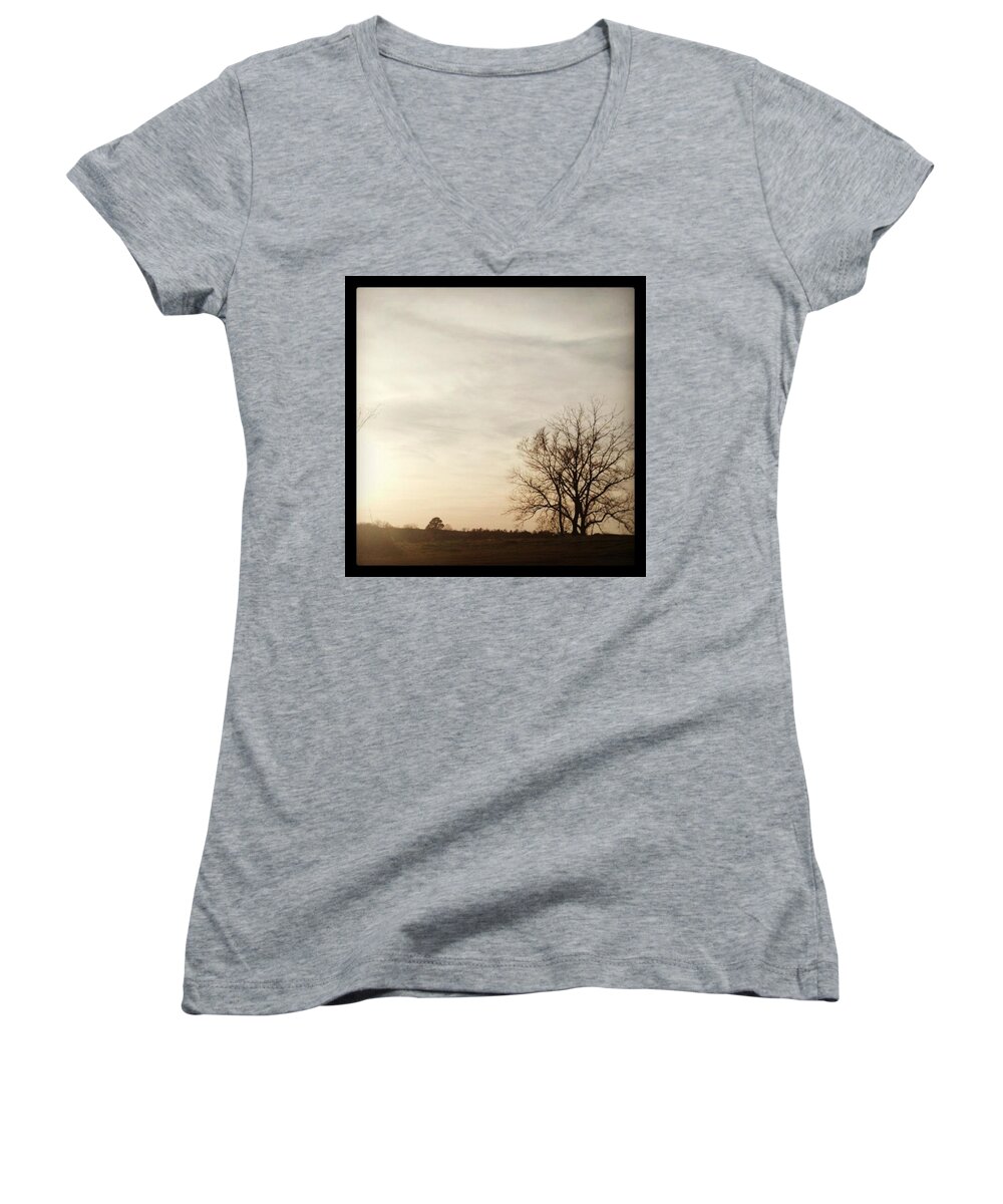 Cloud Women's V-Neck featuring the photograph My Best Photos Are Always Taken While by Haley Marie Theoboldt