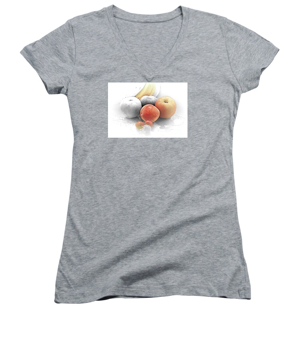 Fruit Women's V-Neck featuring the mixed media My Painting A Work In Process by Sherry Hallemeier