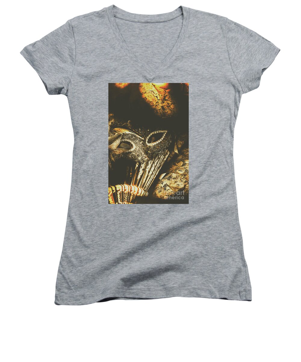 Fantasy Women's V-Neck featuring the photograph Mysterious disguise by Jorgo Photography