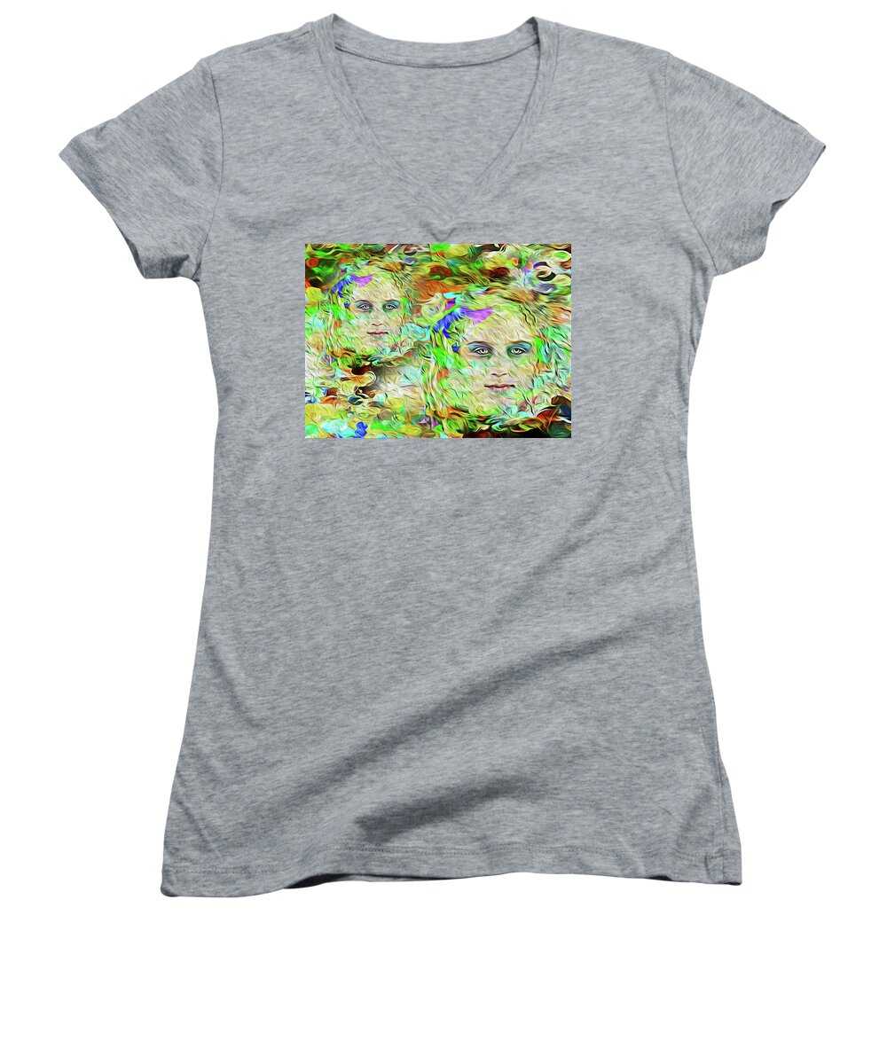 Acrylic Women's V-Neck featuring the photograph Mystical Eyes by Reynaldo Williams