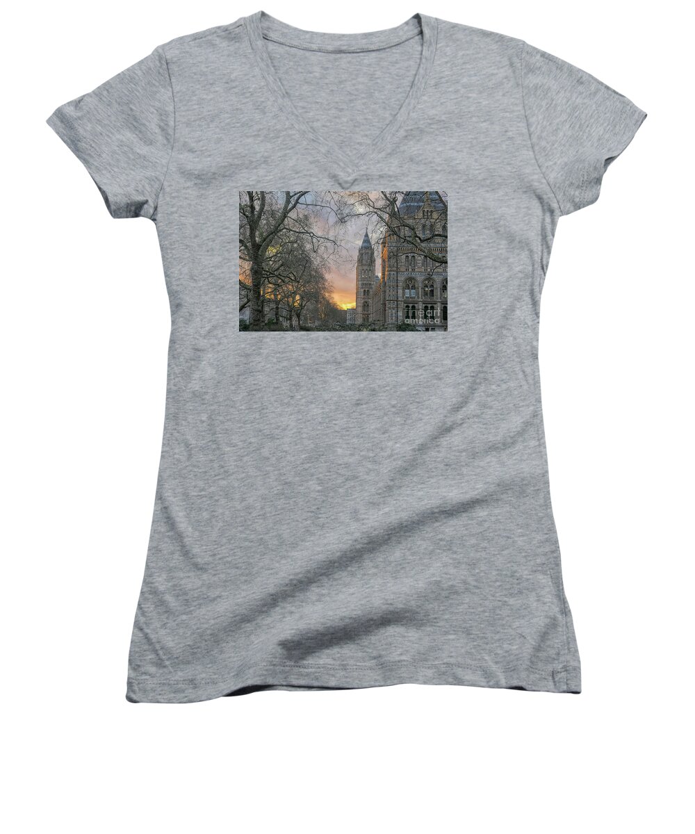 Great Britain Women's V-Neck featuring the photograph Natural History Museum in London by Patricia Hofmeester