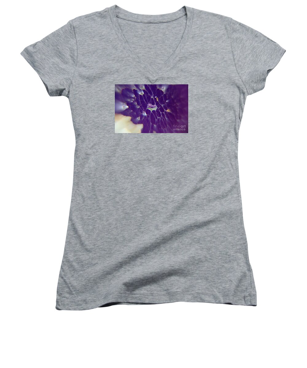 Purples Women's V-Neck featuring the photograph Nature Abstract by Yumi Johnson