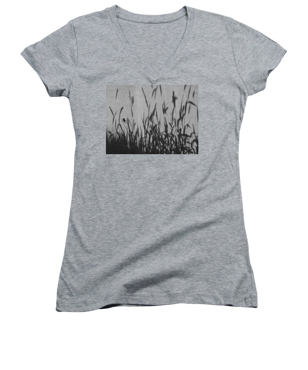 Abstract Women's V-Neck featuring the photograph Nature As Shadow by Lenore Senior