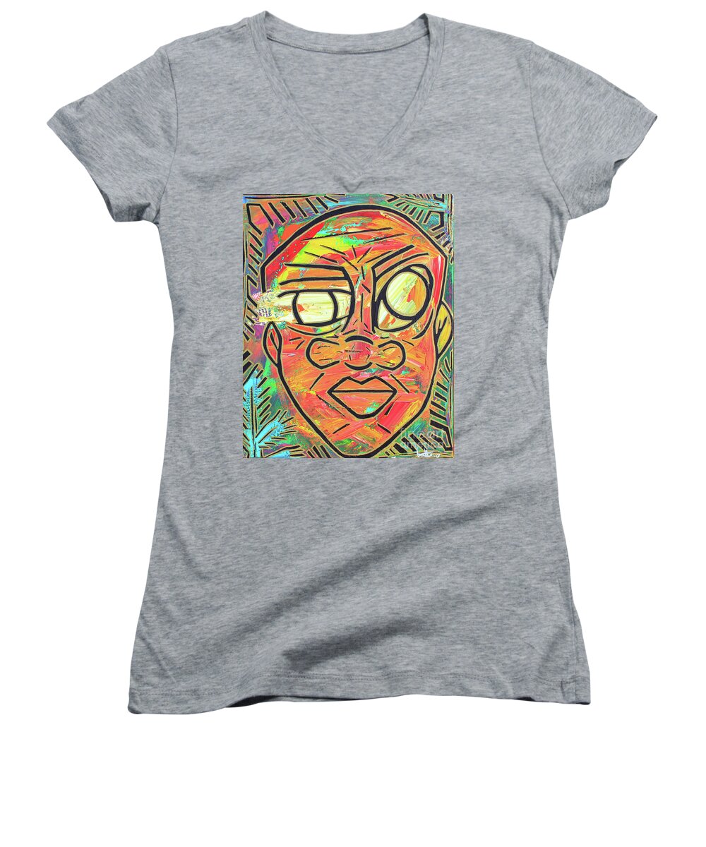 Painting - Acrylic Women's V-Neck featuring the painting Nature Boy by Odalo Wasikhongo